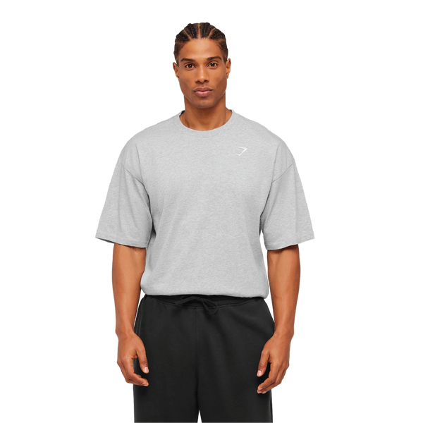 Gymshark Crest Oversized T-Shirt - Light Grey
