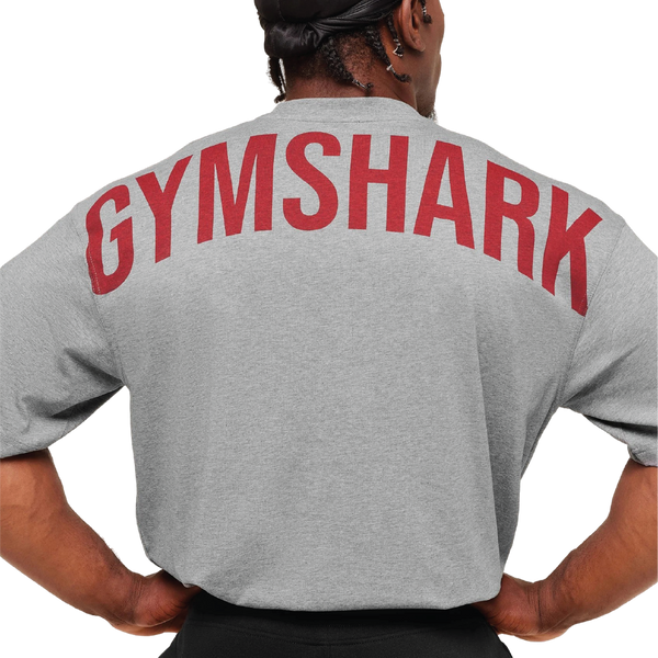 Gymshark Power T-Shirt - Charcoal Core Marl/Sets Red