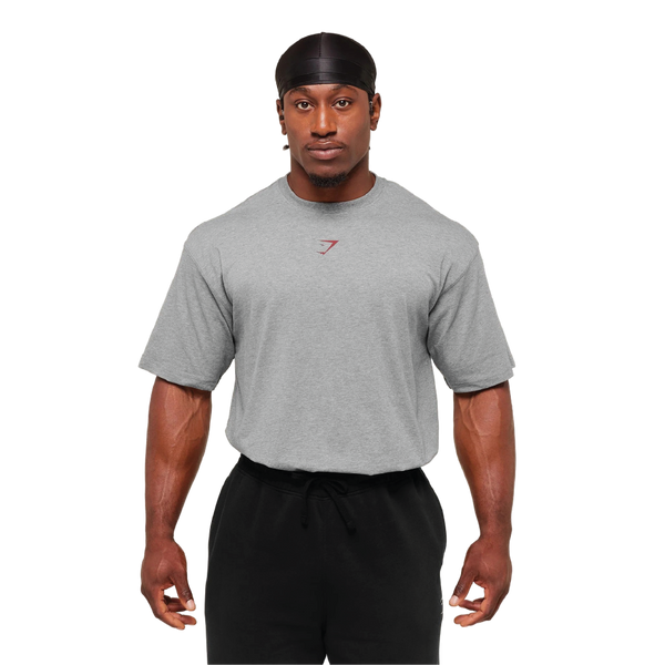 Gymshark Power T-Shirt - Charcoal Core Marl/Sets Red