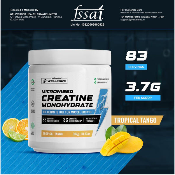 Wellcore - Pure Micronised Creatine Monohydrate (122g, 33 Servings) Tropical Tango