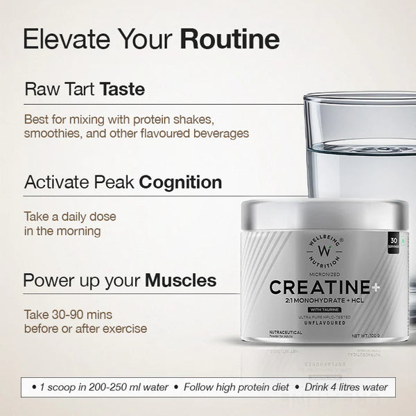 Creatine Monohydrate + HCL | 100g | 300mg Taurine | Unflavoured