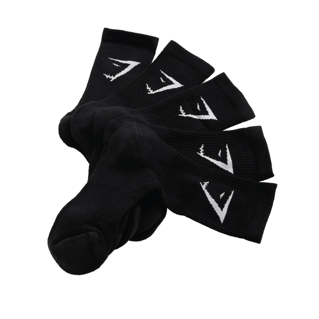Gymshark Crew Socks 5pk - Black