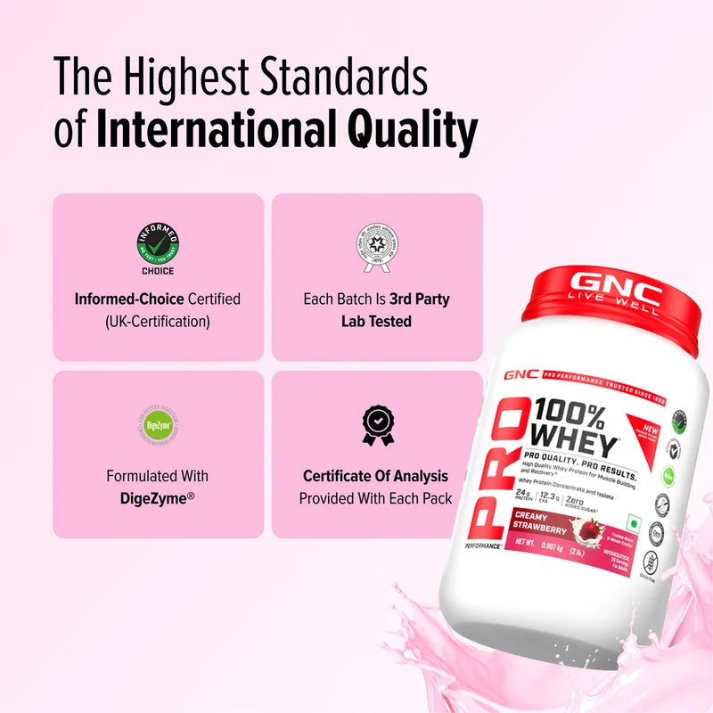 GNC Pro Performance 100% Whey | Creamy Stawberry | 907g