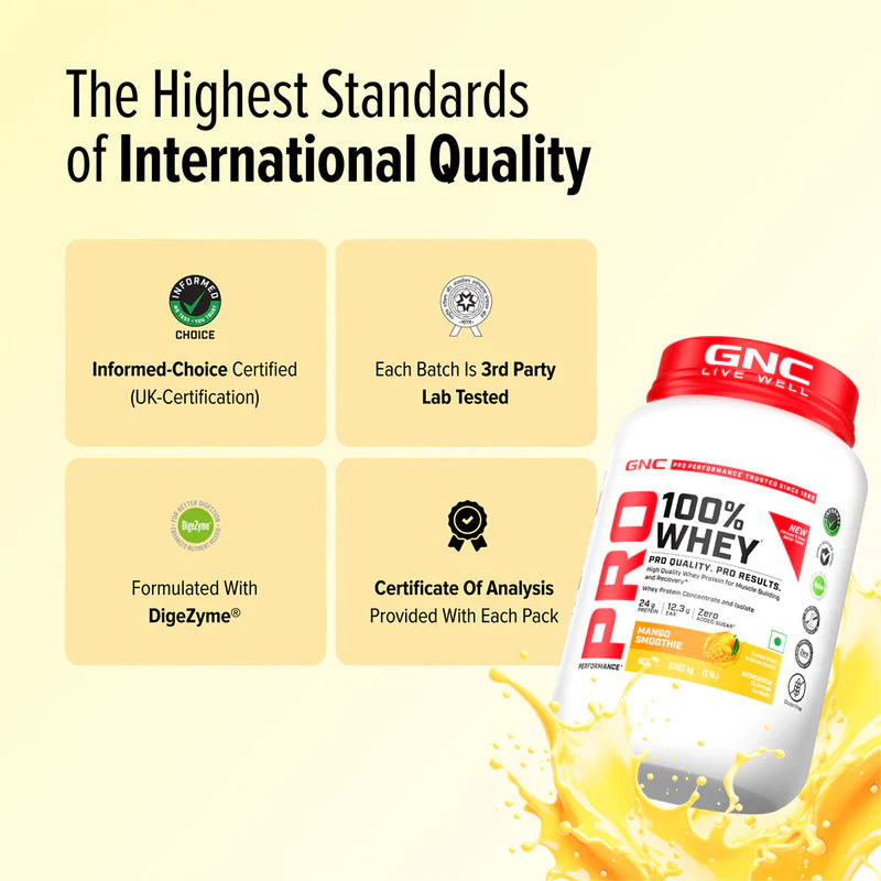 GNC Pro Performance 100% Whey | Mango Smoothie |907g