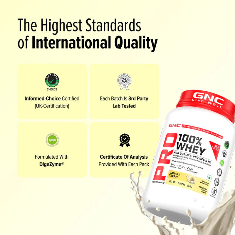 GNC Pro Performance 100% Whey | Vanilla Cream | 907g