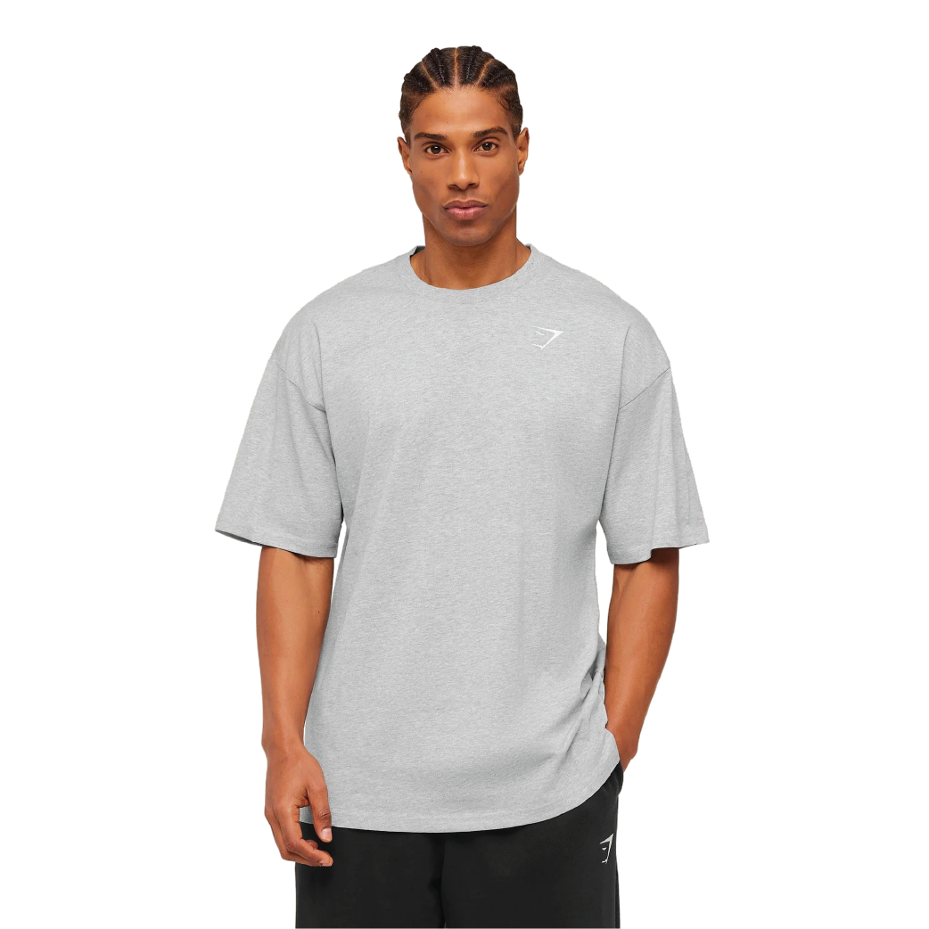 Gymshark Crest Oversized T-Shirt - Light Grey