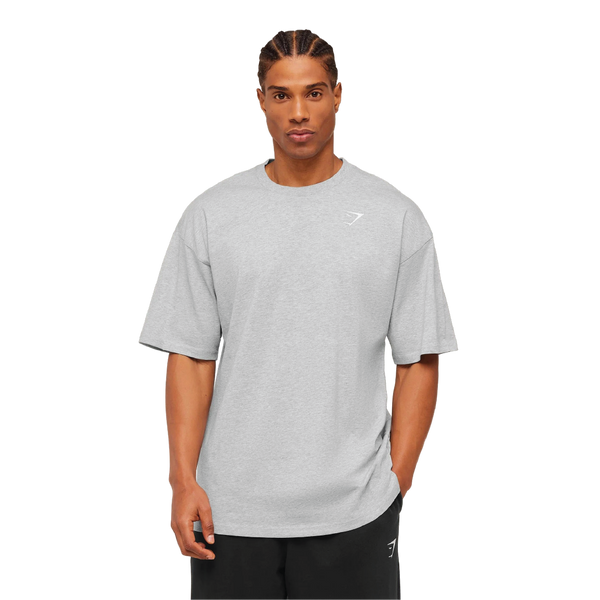 Gymshark Crest Oversized T-Shirt - Light Grey