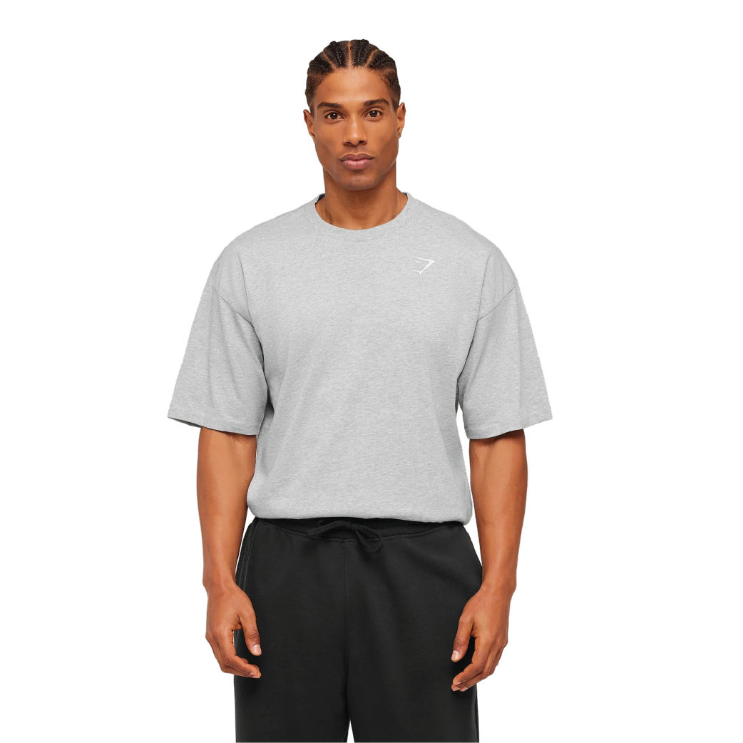 Gymshark Crest Oversized T-Shirt - Light Grey