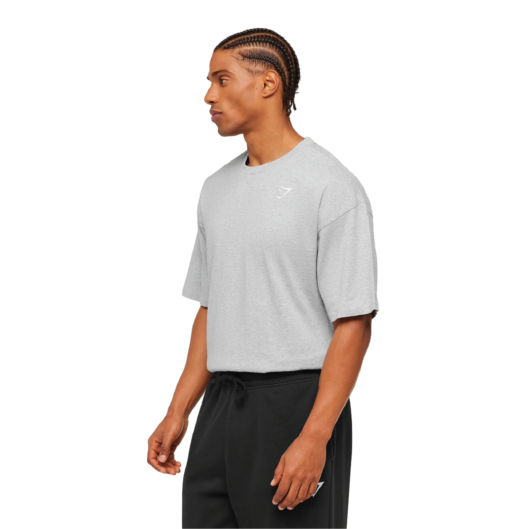 Gymshark Crest Oversized T-Shirt - Light Grey