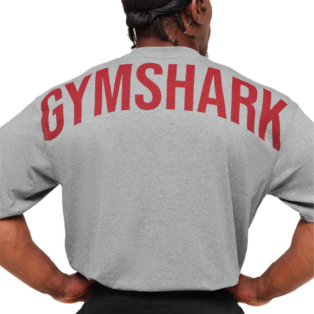Gymshark Power T-Shirt - Charcoal Core Marl/Sets Red