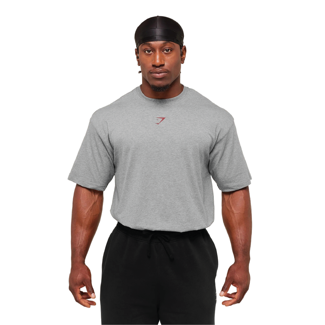 Gymshark Power T-Shirt - Charcoal Core Marl/Sets Red