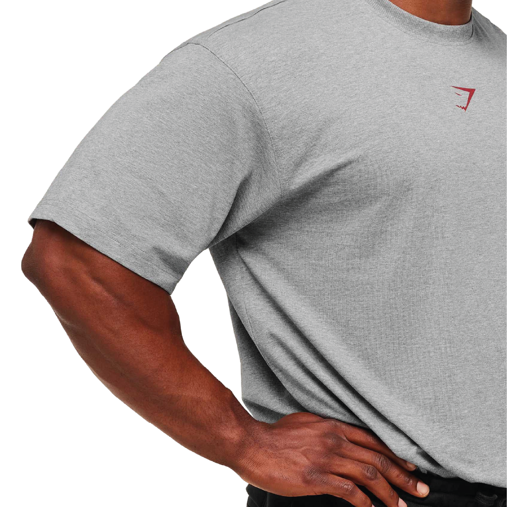 Gymshark Power T-Shirt - Charcoal Core Marl/Sets Red