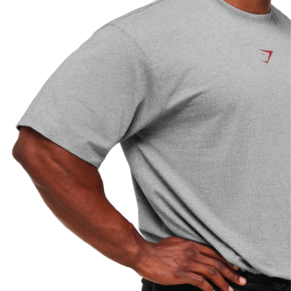 Gymshark Power T-Shirt - Charcoal Core Marl/Sets Red