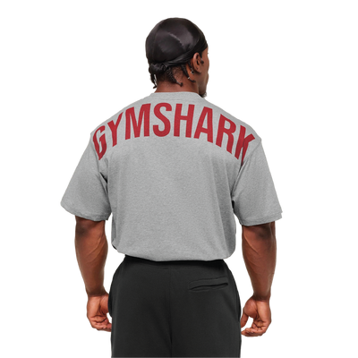 Gymshark Power T-Shirt - Charcoal Core Marl/Sets Red