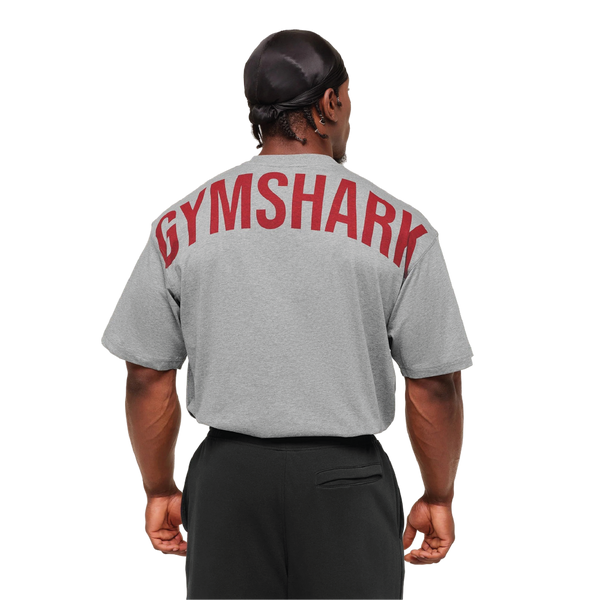 Gymshark Power T-Shirt - Charcoal Core Marl/Sets Red
