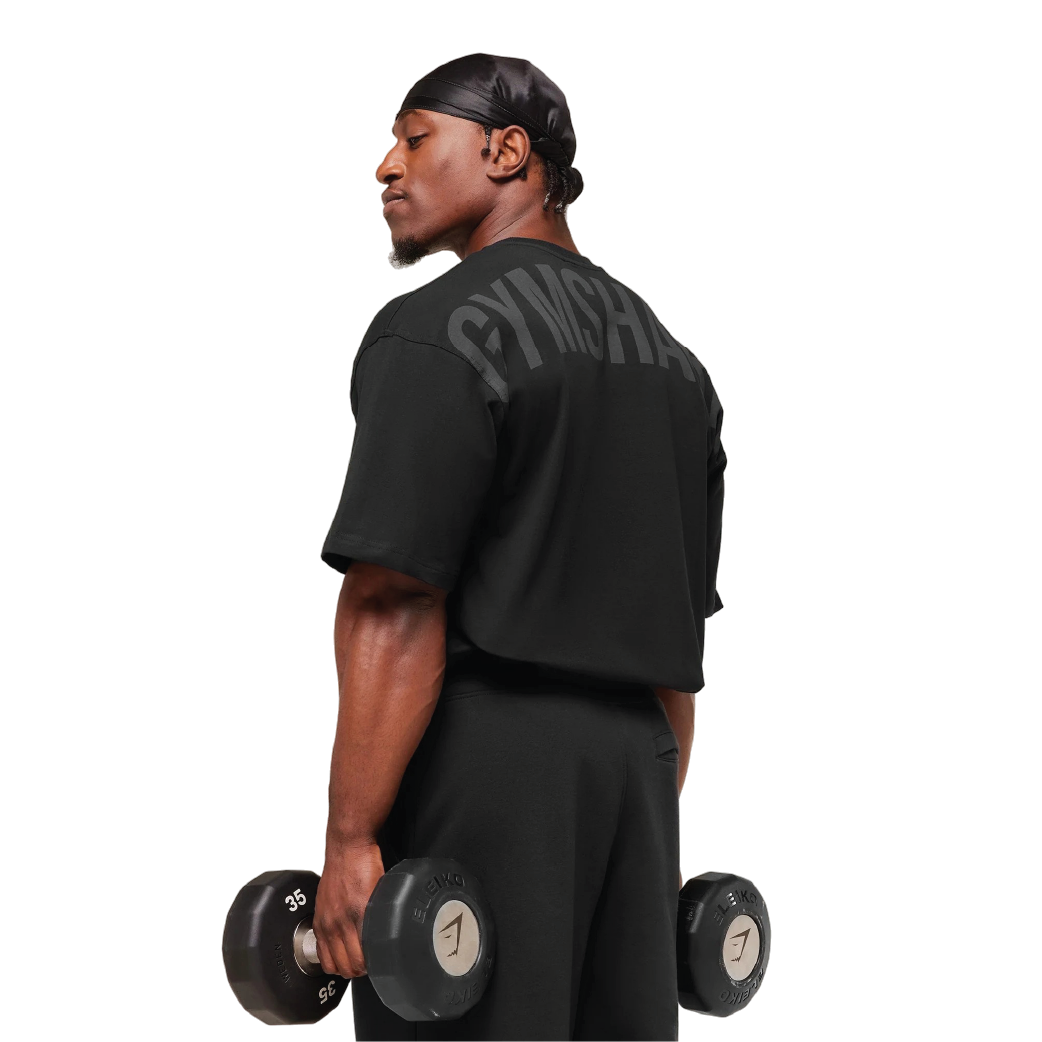 Gymshark Power T-Shirt - Black/Asphalt Grey