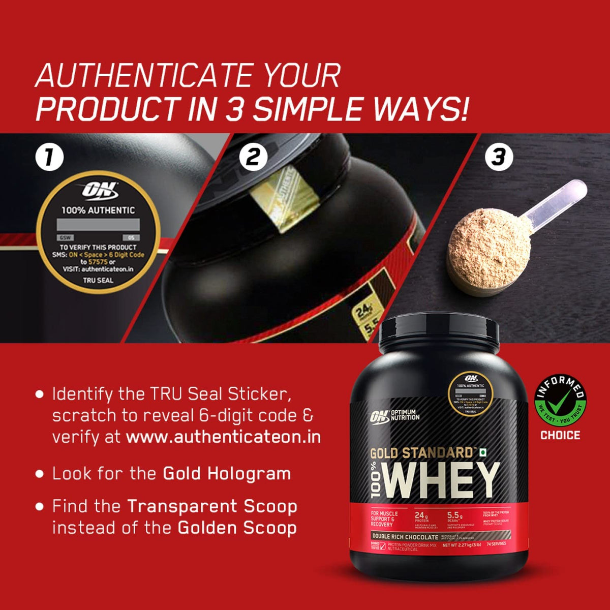 Gold Standard 100% Whey Protein Powder | Double Rich Chocolate | 1.7 kg