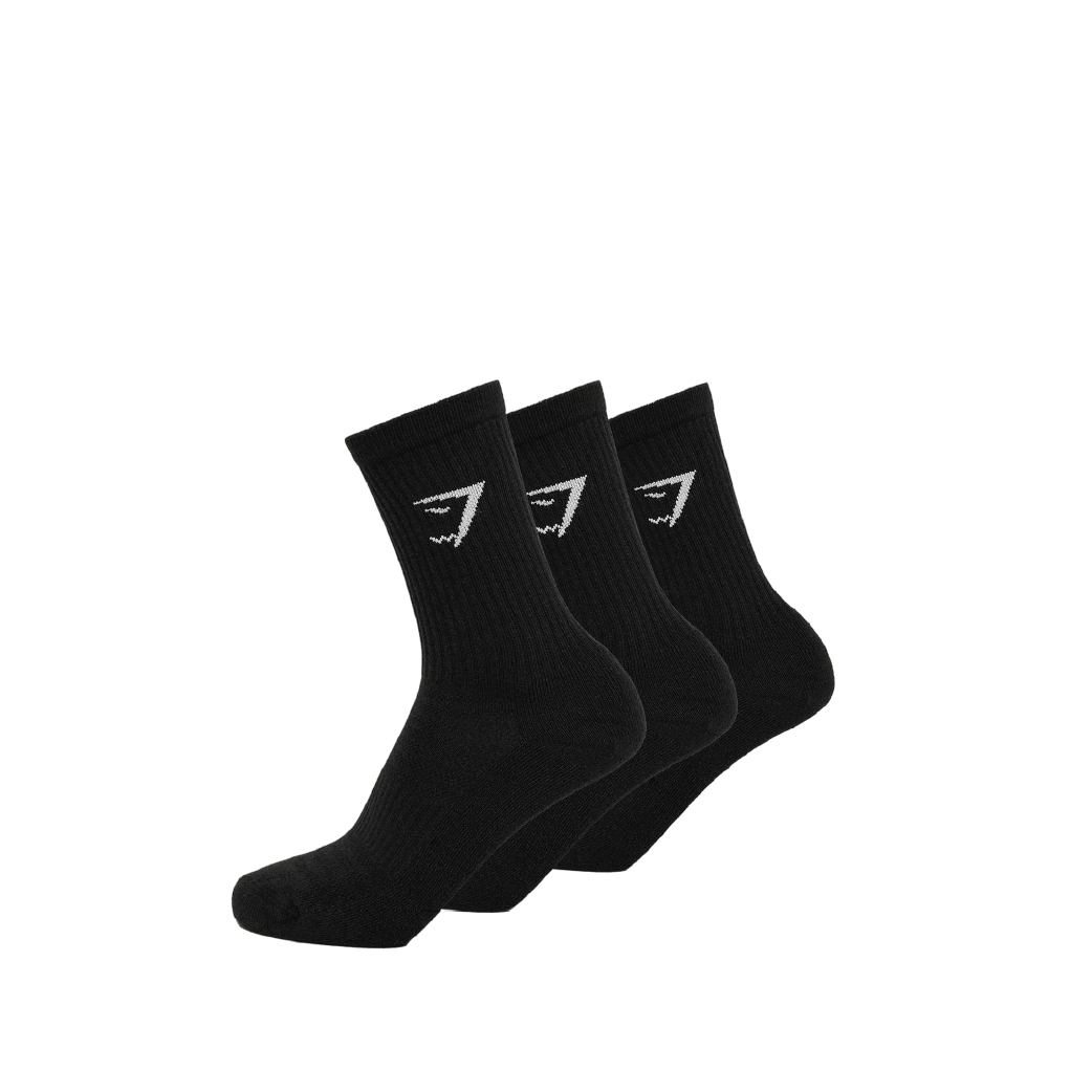 Gymshark Performance Crew Socks 3pk - GS Black