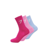 Gymshark Crew Socks 3pk - Chilled Blue/Focus Pink/Super-Set Pink