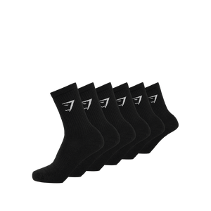 Gymshark Crew Socks 6pk - GS Black
