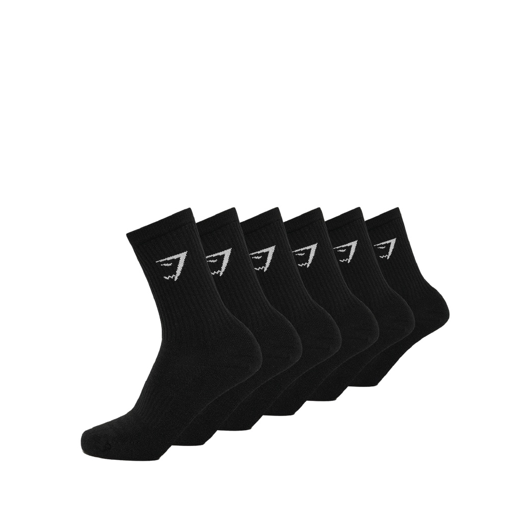 Gymshark Crew Socks 6pk - GS Black