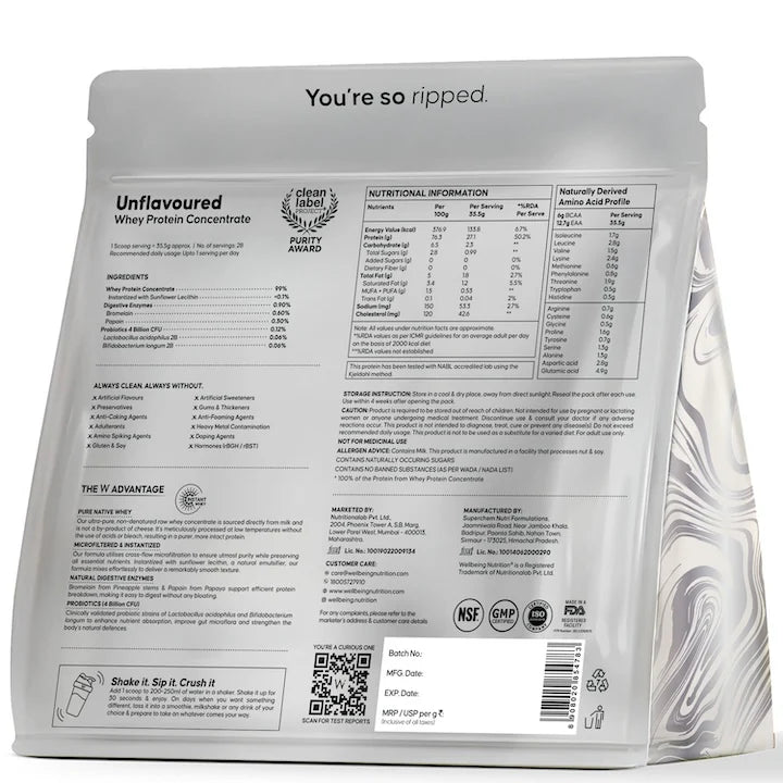 Whey Protein Concentrate 27g | 1kg | 4B CFU Probiotics | Unflavoured