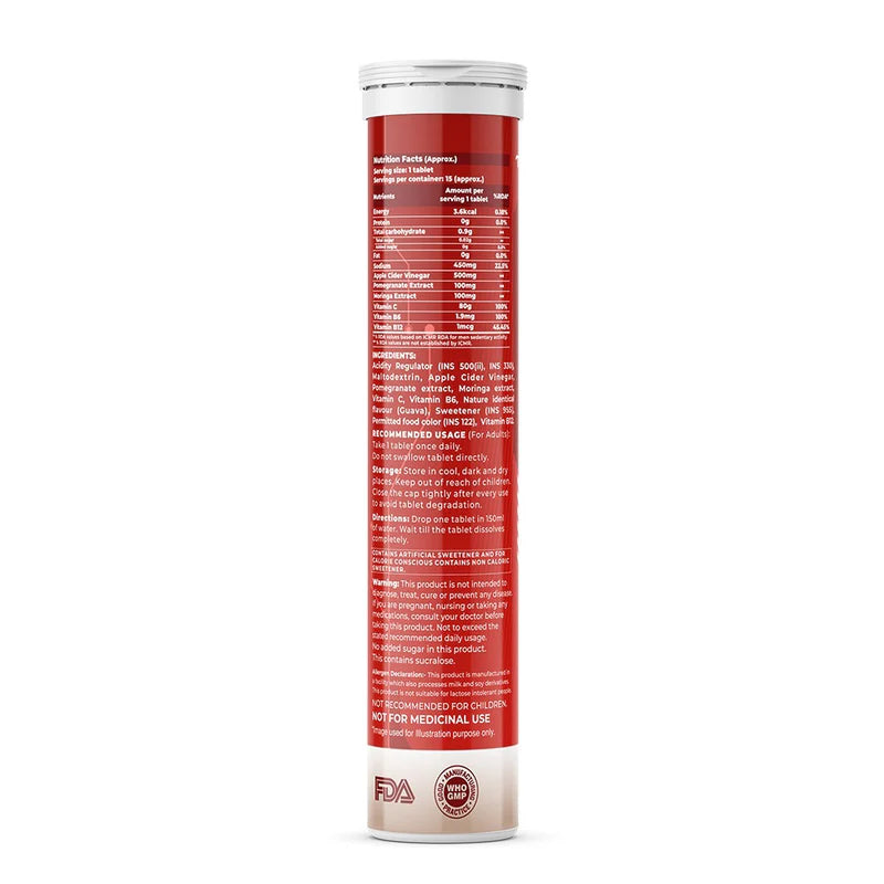 Trueforma® Apple Cider Vinegar with Pomegranate Extract & Moringa | Effervescent Tablets