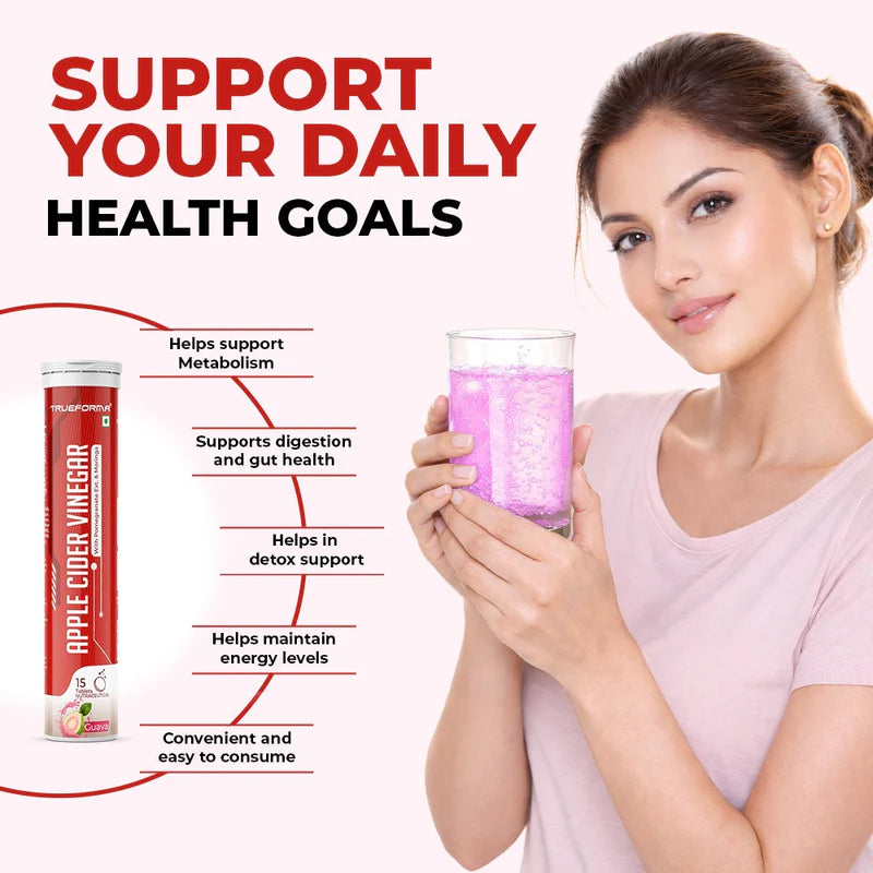 Trueforma® Apple Cider Vinegar with Pomegranate Extract & Moringa | Effervescent Tablets