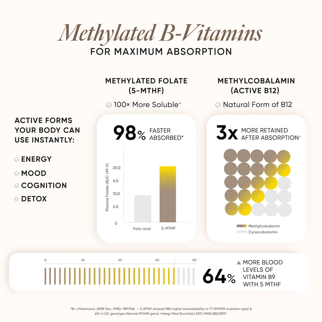 Bioactive B Complex | Methylated B Vitamins with Biotin & Vitamin C | 60 Capsules