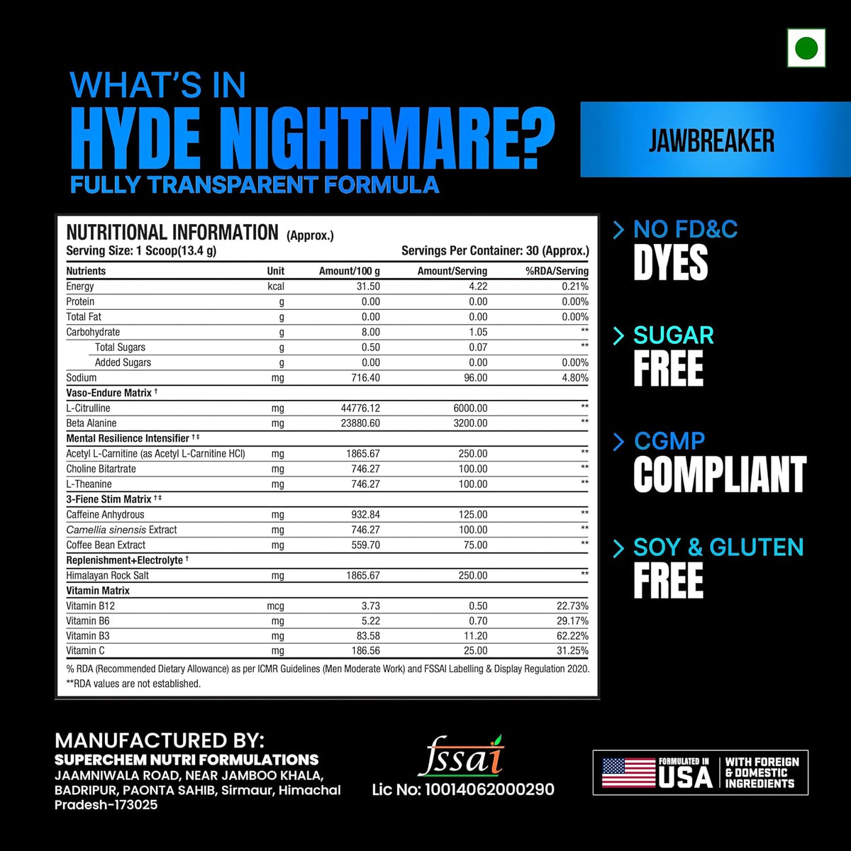 Prosupps Hyde Nightmare Pre Workout | Extreme Energy & Intense Focus Formula