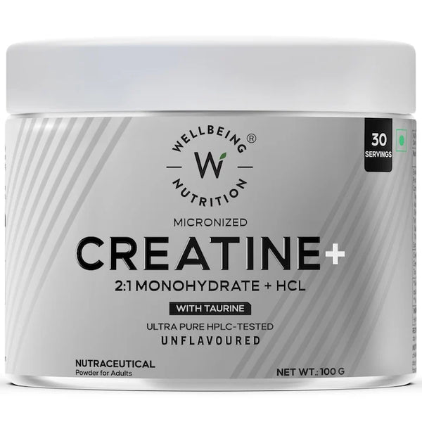 Creatine Monohydrate + HCL | 100g | 300mg Taurine | Unflavoured