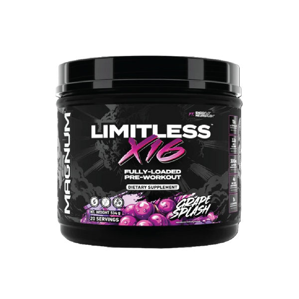 Magnum Limitless X16 Pre-Workout Powder, Grape Splash, 40 Servings