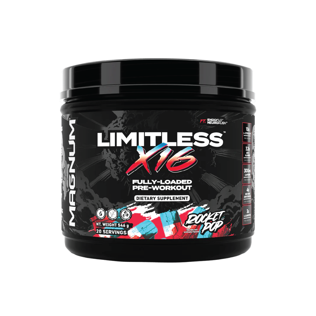 Magnum Limitless X16 Pre-Workout Powder, Grape Splash, 40 Servings