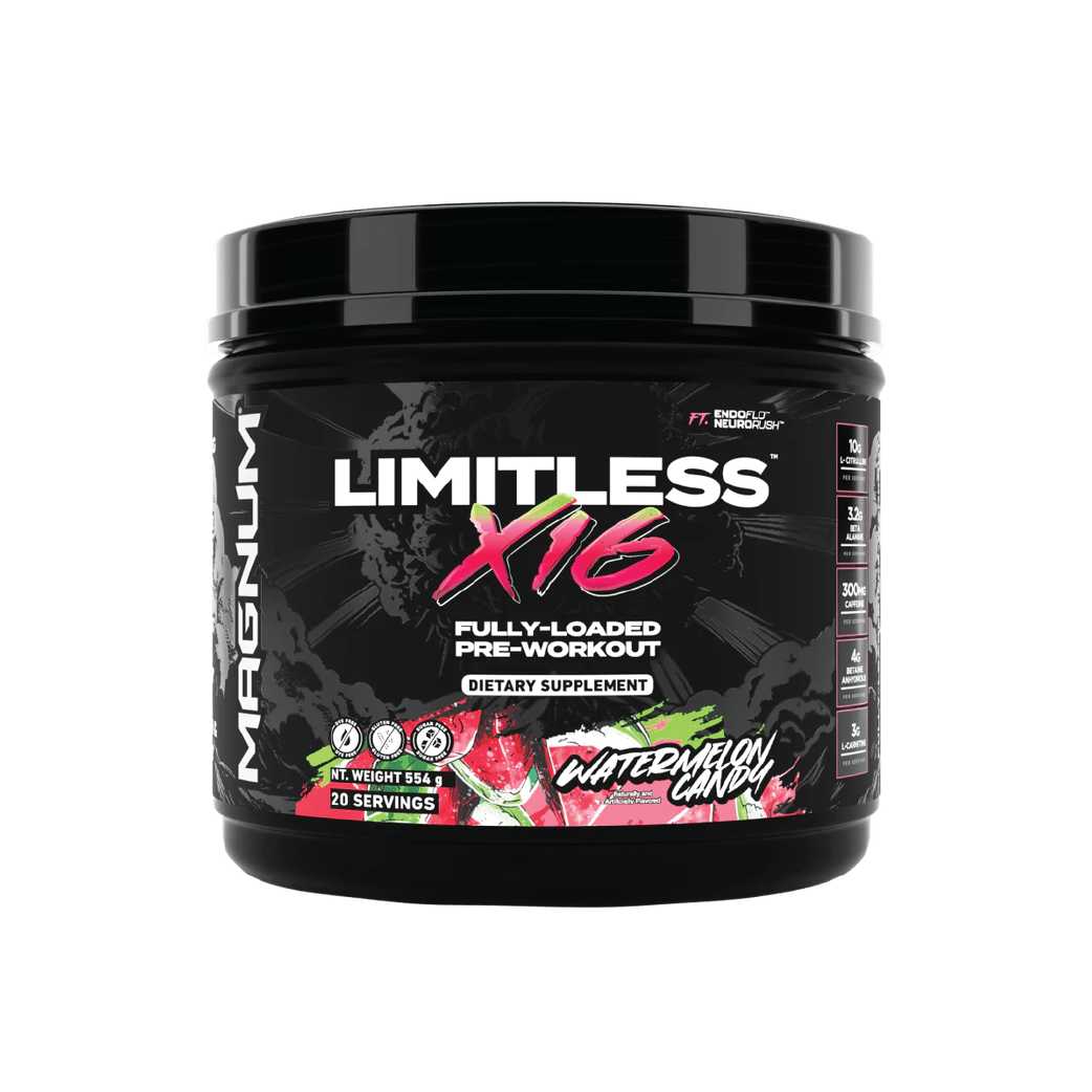 Magnum Limitless X16 Pre-Workout Powder, Grape Splash, 40 Servings