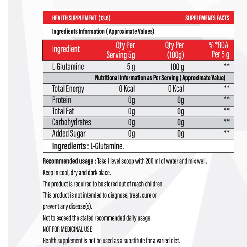 L-Glutamine Powder | Amino Acid Powder for Muscle Recovery Support