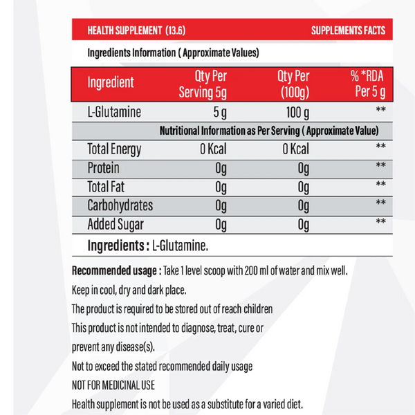 L-Glutamine Powder | Amino Acid Powder for Muscle Recovery Support