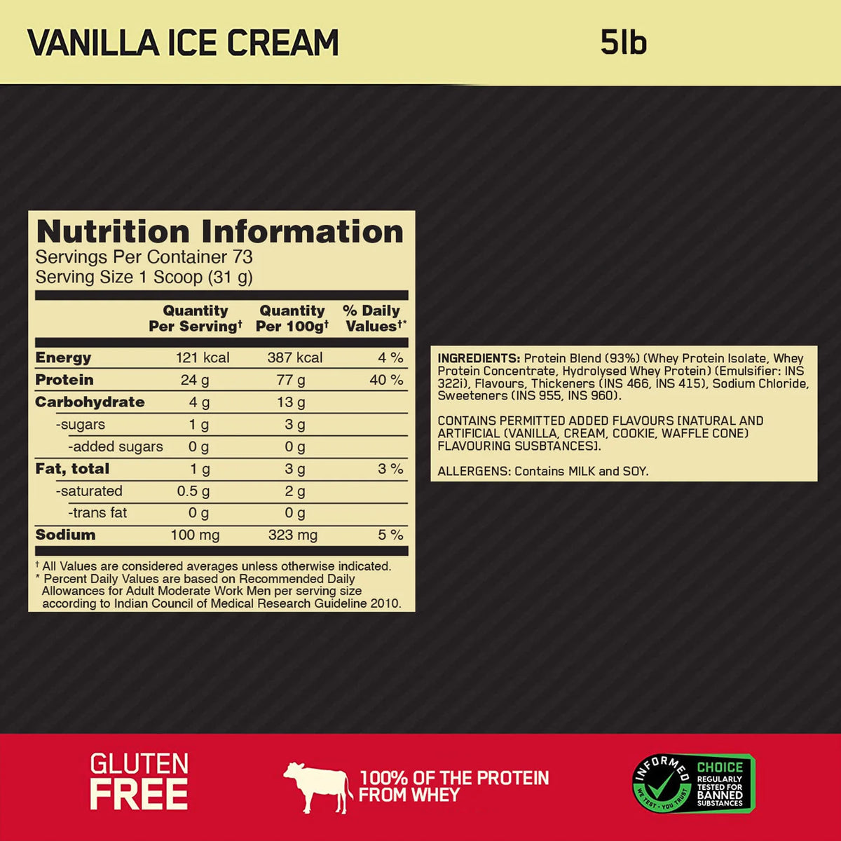 Gold Standard 100% Whey Protein Powder | 5 lbs