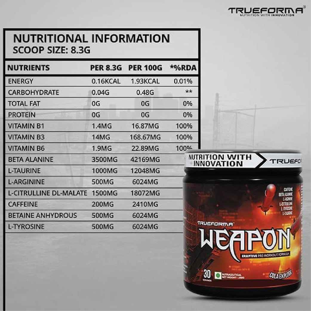 Trueforma® Weapon: Pre-Workout Formula for Energy & Focus
