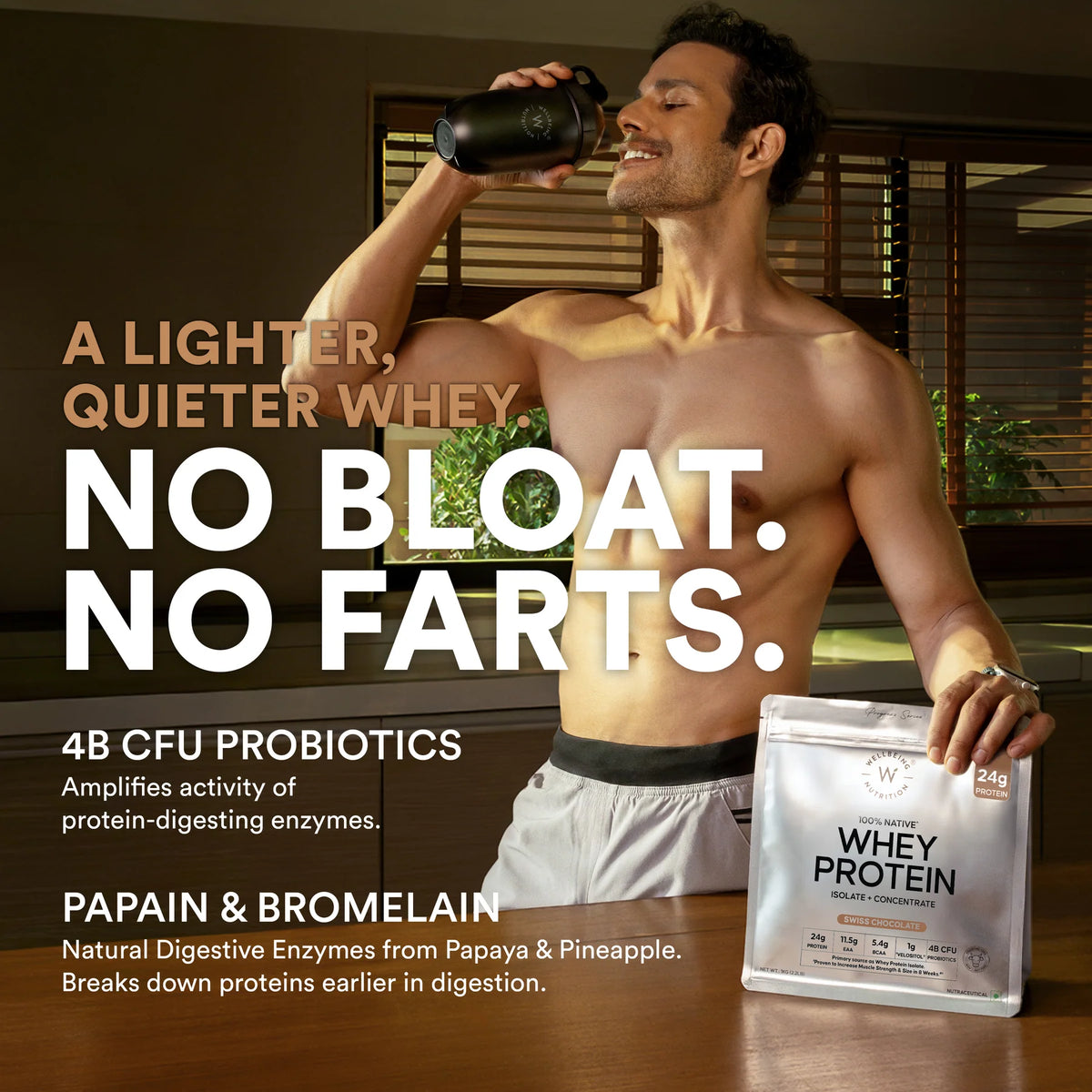 Whey Protein Isolate + Concentrate 24g | 1kg | 4B CFU Probiotics | Swiss Chocolate