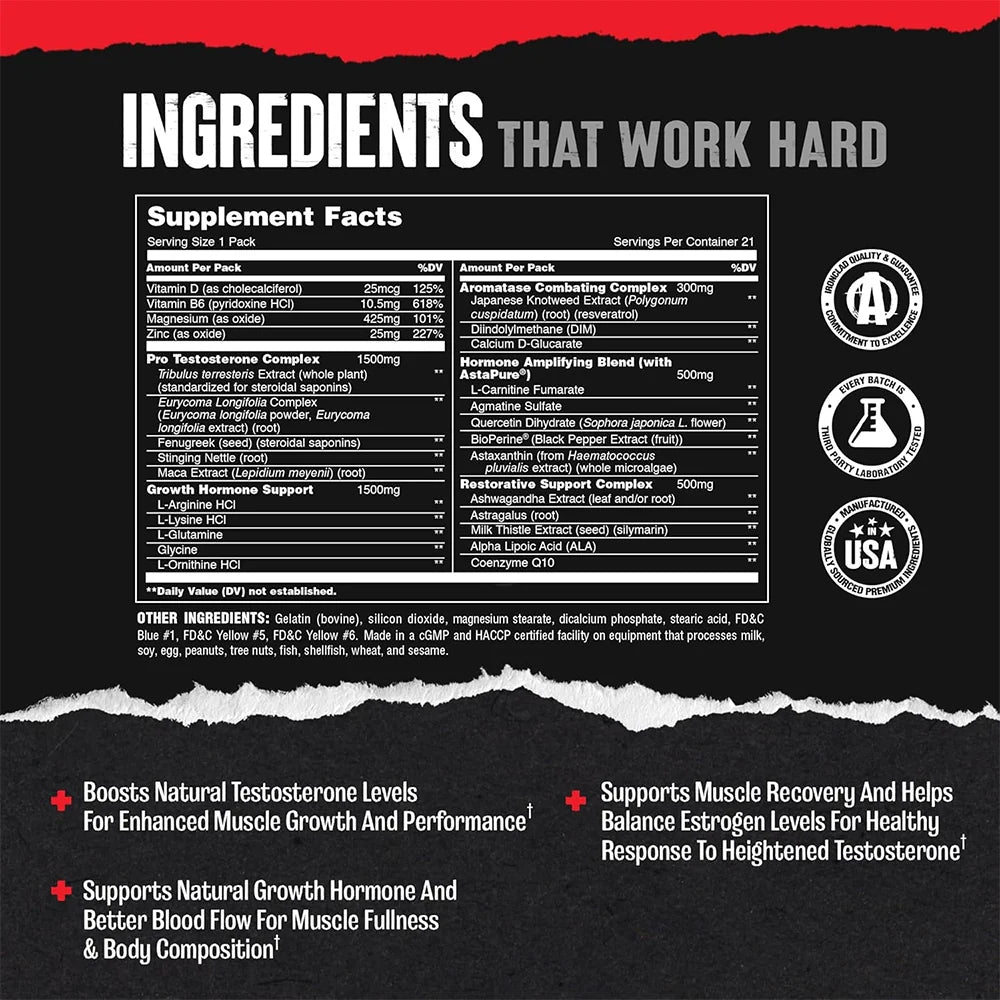 Animal Stak – Complete Natural Hormone Booster Supplement with Tribulus