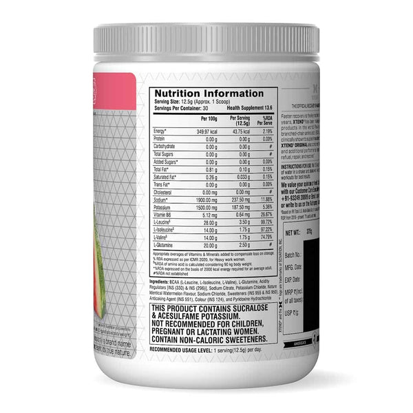 Xtend Bcaa (Intra Workout Catalyst) - Watermelon Explosion (Ind), 30 Servings