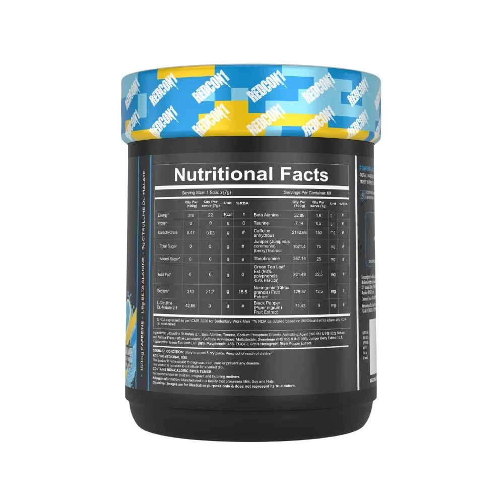 Redcon1 Total War PreWorkout - Blue Lemonade, 60 Servings